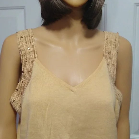 Vintage Storybook Knits Gold Crochet Tank Top and Blazer Cardigan Sweater Medium - Picture 5 of 12